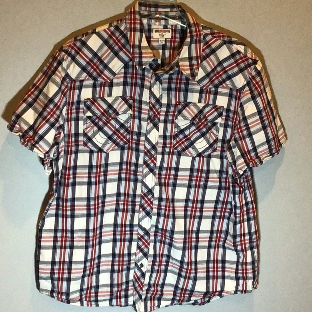True religion plaid button down shirt